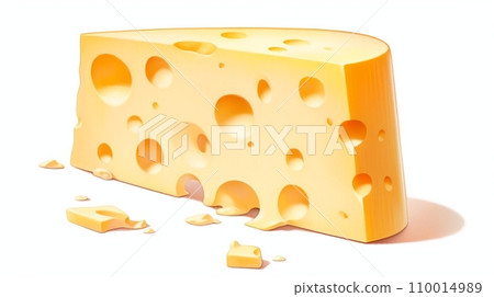 [AI generated image] Piece of cheese, white background 1 110014989