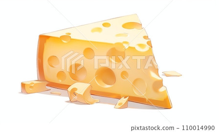 [AI generated image] Pieces of cheese, white background 2 110014990
