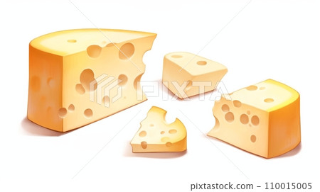[AI generated image] Pieces of cheese, white background 17 110015005
