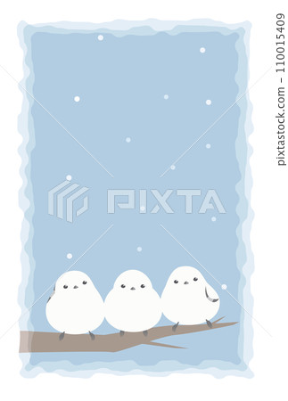 Picture postcard: Three Japanese tits - Winter greetings 110015409
