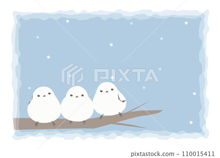 Picture postcard: Three Japanese tits - Winter greetings 110015411
