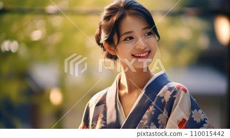 穿著浴衣參加夏日祭典、成年儀式、參拜神社的日本女性 穿著浴衣參加夏日祭典、成年儀式、參拜神社的日本女性 110015442