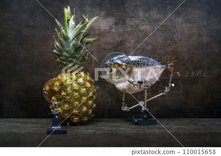 Still life with moonfish and pineapple Still life with moonfish and pineapple 110015658