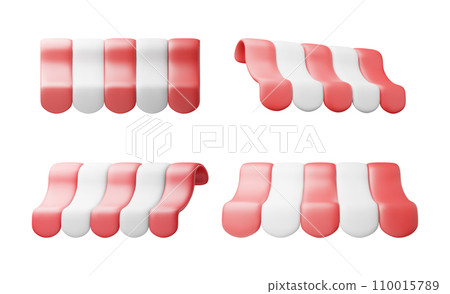 3D Striped Awning Set Isolated on White. 3D Striped Awning Set Isolated on White. 110015789