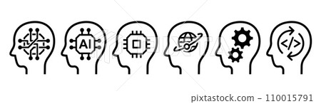 人工智能 (AI) 圖標集 110015791