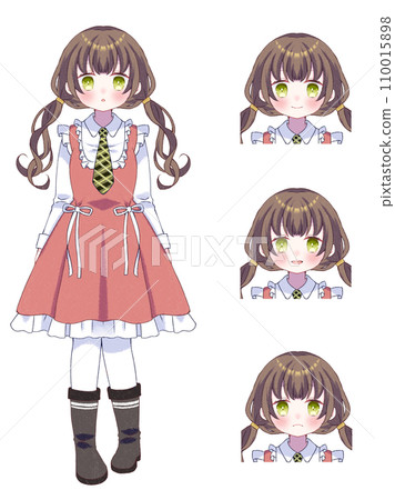 Standing picture material 3 types of facial expressions 3 110015898