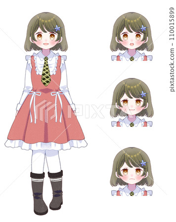 Standing picture material 3 types of facial expressions 4 110015899