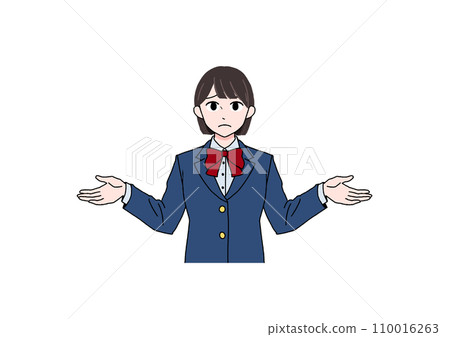 女學生困惑地舉手的插圖 女學生困惑地舉手的插圖 110016263