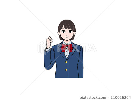 一名女學生微笑著握拳的插圖 110016264