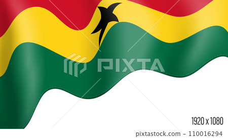 Ghana country flag realistic independence day background. Ghana commonwealth banner in motion waving, fluttering in wind. Festive patriotic HD format template for independence day 110016294