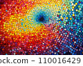 Abstract colorful background with circles mosaic in red, blue and white colors. Generative ai 110016429