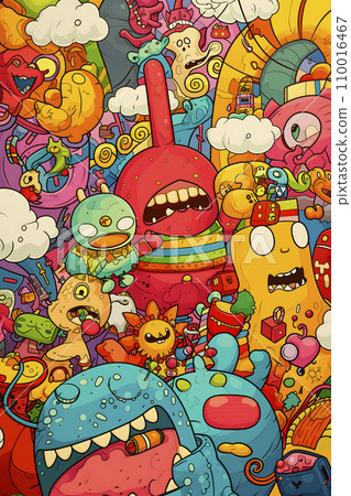Colorful and pop graffiti art of monsters 110016467