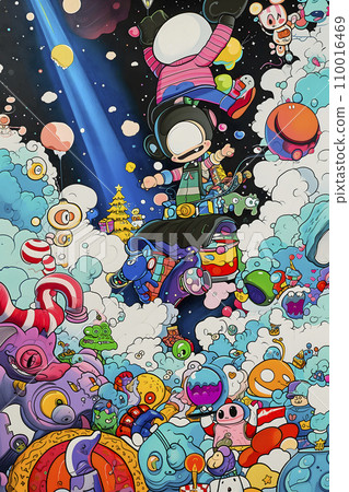 Colorful and pop graffiti art of monsters 110016469