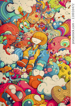 Colorful and pop graffiti art of monsters 110016472