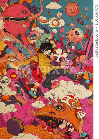 Colorful and pop graffiti art of monsters 110016473