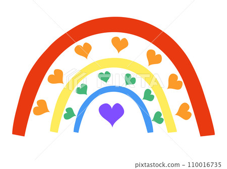 LGBT Rainbow with hearts. LGBTQ. Symbol of the LGBT pride community. Vector flat illustration. 110016735