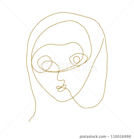 continuous line face abstract art for element, decoration and illustration. line art 110016998