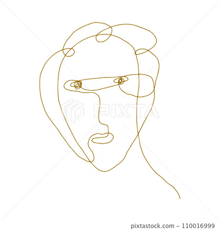 continuous line face abstract art for element, decoration and illustration. line art 110016999