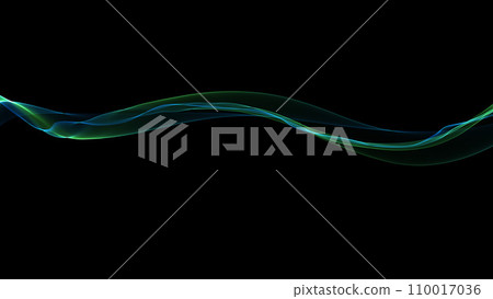綠色/藍色波浪背景線黑色背景PowerPoint背景 110017036