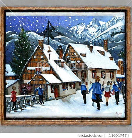 德國村莊冬天的景色 110017474
