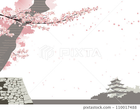 Background material of cherry blossoms and castle (hanafubuki) Background material of cherry blossoms and castle (hanafubuki) 110017488