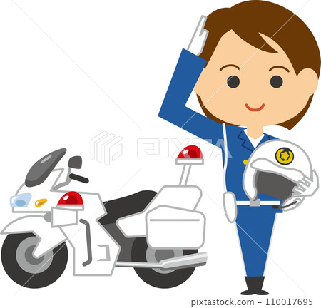 Image illustration of a female motorcycle police officer saluting Image illustration of a female motorcycle police officer saluting 110017695