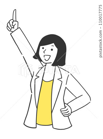 Illustration of a female career woman pointing at a goal Illustration of a female career woman pointing at a goal 110017775