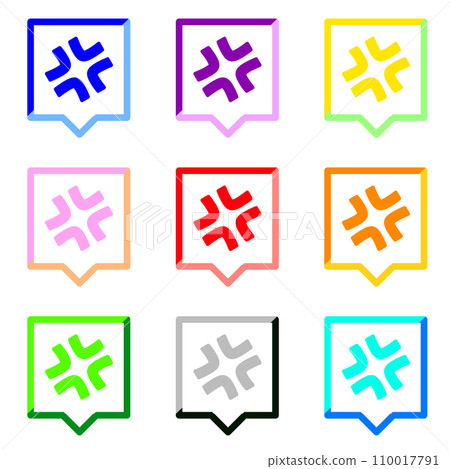 一組 9 個彩色憤怒標記 1 和彩色方形語音氣泡 110017791