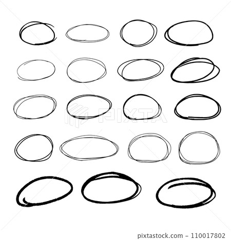 Hand drawn round material set Hand drawn round material set 110017802