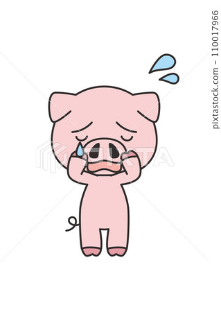 一隻可愛的哭泣豬的插圖,全身,白色背景,向量,剪貼畫,帶有主線 一隻可愛的哭泣豬的插圖,全身,白色背景,向量,剪貼畫,帶有主線 110017966