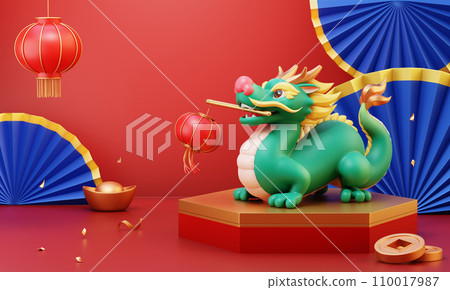 3D dragon with lantern CNY poster 3D dragon with lantern CNY poster 110017987