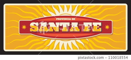 Santa Fe Argentine region province retro vector tin sign, banner or postcard with coat of arms and sun rays. Santa Fe de la Vera Cruz north-eastern Argentina tin plaque Santa Fe Argentine region province retro vector tin sign, banner or postcard with coat of arms and sun rays. Santa Fe de la Vera Cruz north-eastern Argentina tin plaque 110018554