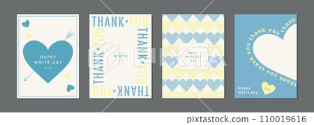 White Day Card Template Set Frame Background Heart March 14th Vector Illustration Stylish 110019616