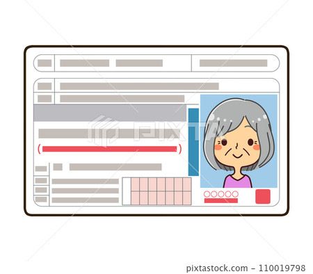 Driving history certificate senior woman illustration material Driving history certificate senior woman illustration material 110019798