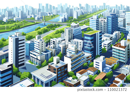 urban landscape with river 110021372