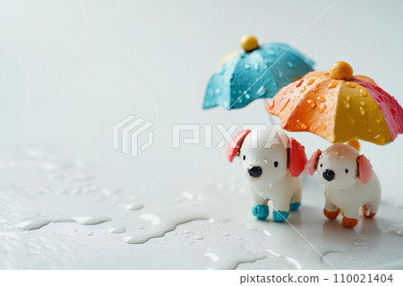 Two dogs with umbrellas-2 110021404