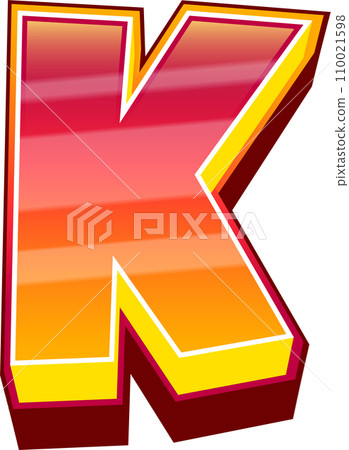 Orange Comic Stripped  Alphabet Letter K 110021598