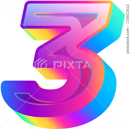 Neon Bold Gradient Alphabet Number 3 Neon Bold Gradient Alphabet Number 3 110021622