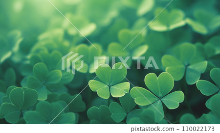 AI-generated content. Lucky clover leaves for St. Patrick's Day. Banner with Irish clover leaves 110022173