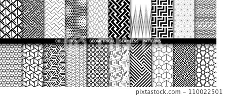 Geometric set of seamless black and white... - Stock Illustration ...