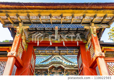 Hiyoshi Toshogu Shrine Karamon Gate (richly colored carvings) in Sakamoto, Otsu City, Shiga Prefecture Hiyoshi Toshogu Shrine Karamon Gate (richly colored carvings) in Sakamoto, Otsu City, Shiga Prefecture 110022565