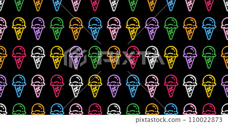 ice cream cone seamless pattern neon light vector food cartoon doodle gift wrapping paper tile background repeat wallpaper illustration animal scarf isolated design 110022873