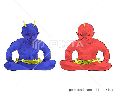 Red demon and blue demon sitting cross-legged 110023105