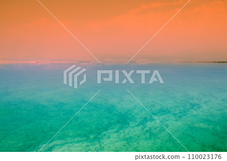 Seascape in the morning. Sunrise over the Dead Sea 110023176