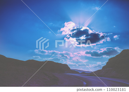 Driving a car on mountain winding road in Israel 110023181