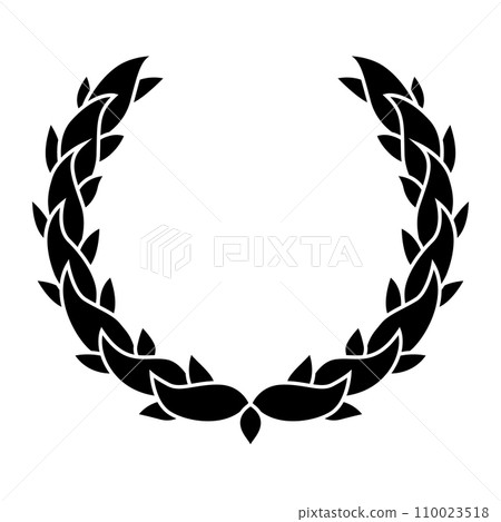 Vintage laurel wreath. Black silhouette circular sign depicting award achievement heraldry, nobility, emblem. Laurel wreath award, winning, prize or victory Vintage laurel wreath. Black silhouette circular sign depicting award achievement heraldry, nobility, emblem. Laurel wreath award, winning, prize or victory 110023518