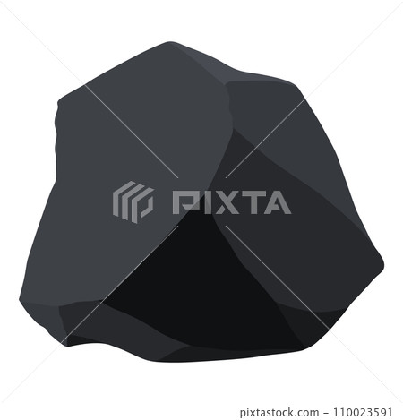 Coal black mineral resources. Pieces of fossil stone. Polygonal shape. Black rock stone of graphite or charcoal. Energy resource charcoal icon 110023591