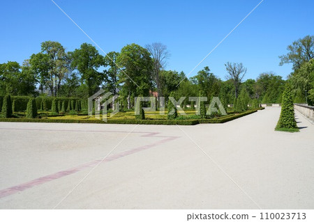 View to garden in Wilanow in Warsaw capital city in Poland 110023713