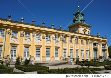 Garden with elevation of palace at Wilanow in Warsaw city of Poland 110023742