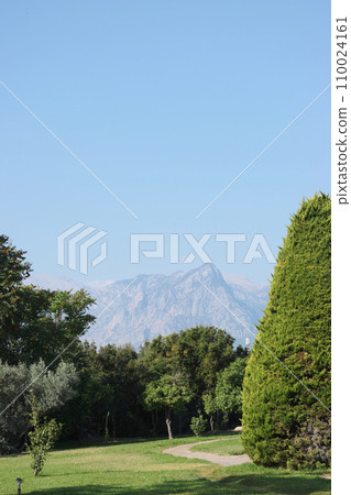 Alley in the city park. On the horizon . Turkey, Antalya. Alley in the city park. On the horizon . Turkey, Antalya. 110024161